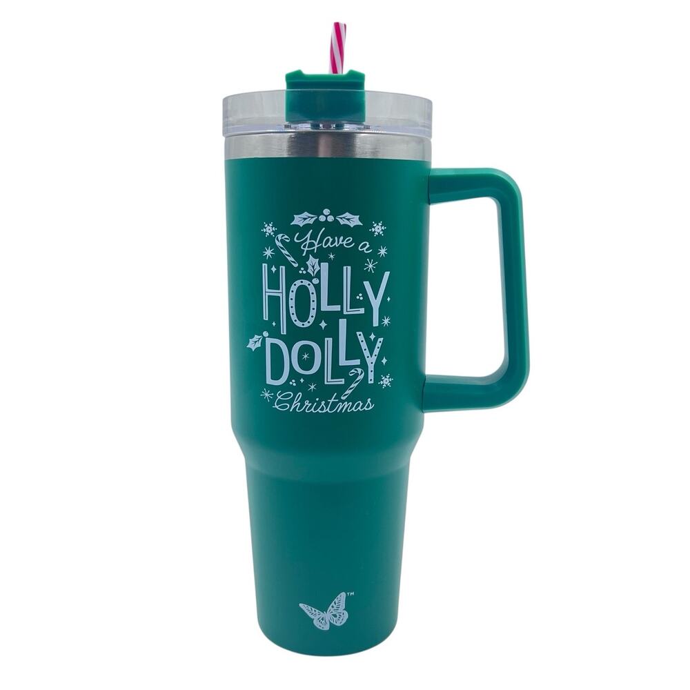 NEW Dolly Parton Have a Holly Dolly Christmas 40oz Tumbler Travel Mug Cup